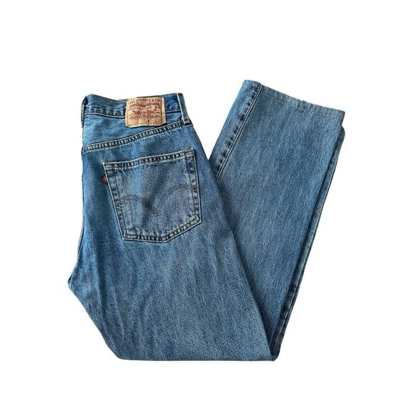 Levi's 501 Blue Jeans Regular Fit WPL 423 Made In Haiti Vintage W34 L32 - Picture 1 of 14